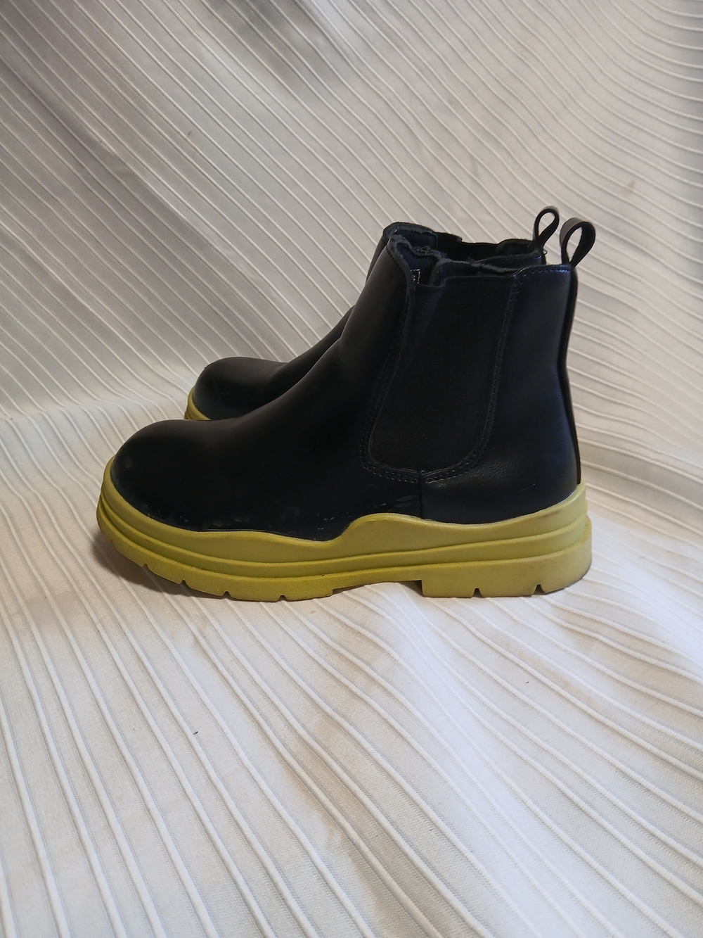 Black Chelsea Boots with Yellow Platform Sole
